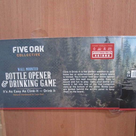 new Five Oak Collective  WALL MOUNTED Bottle Opener & Drinking Game - Picture 14 of 15